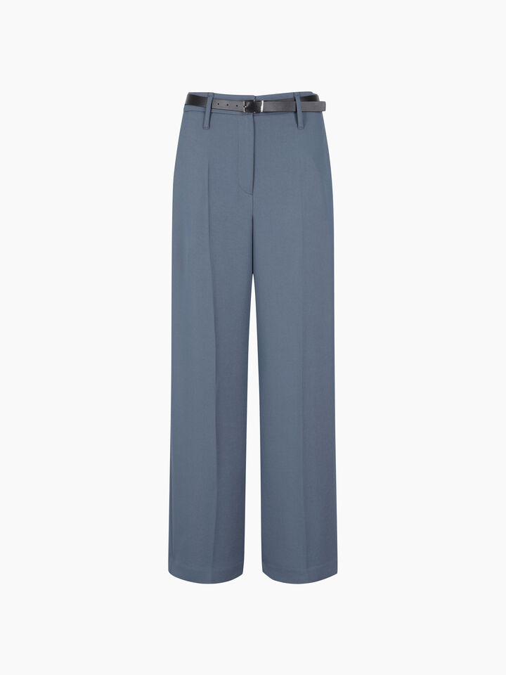Light blue low-waisted trousers with belt - sisley k regular trousers - Light Blue | Sisley K image number 1